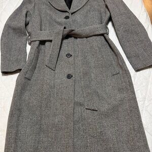 The Kooples Gray Herringbone Trench Coat